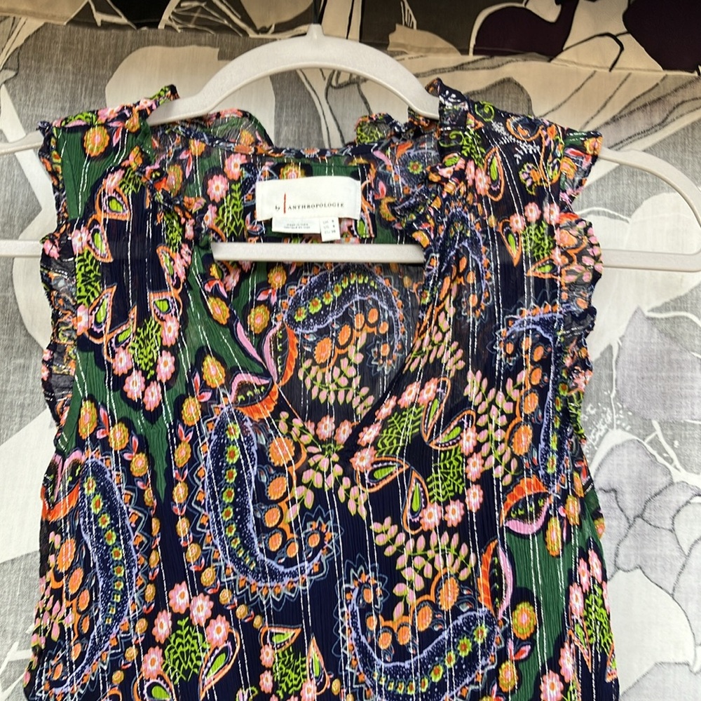 EUC Anthropologie dress multicolor floral paisley dress size 4 - Picture 3 of 6